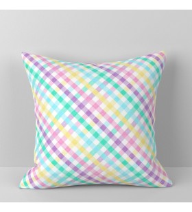 Macaron-colored plaid pillow